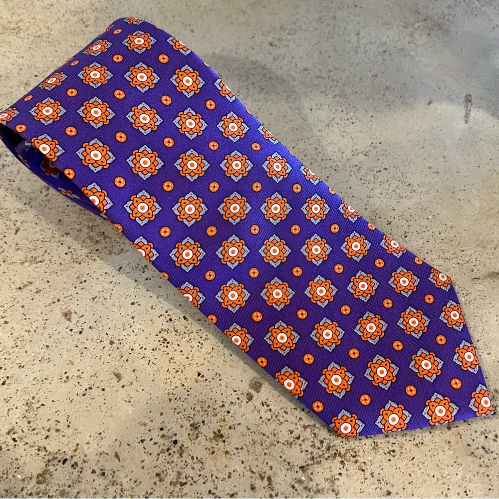 Purple Floral Medallion Men's Silk Tie